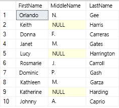 Screenshot of SQL query results with no mask.