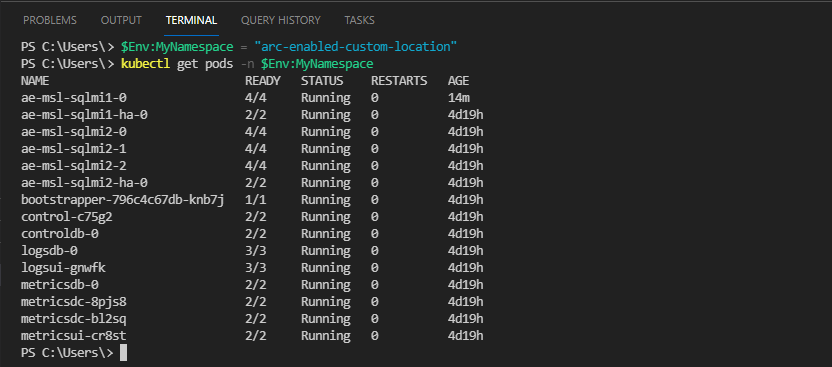 Screenshot dei pod a disponibilità elevata del livello Business critical dell’Istanza gestita di SQL 1.