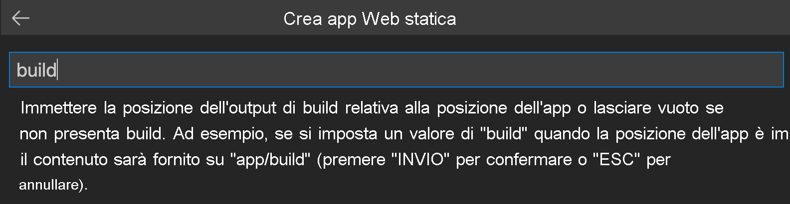 Screenshot che mostra il percorso dei file dell'app React.