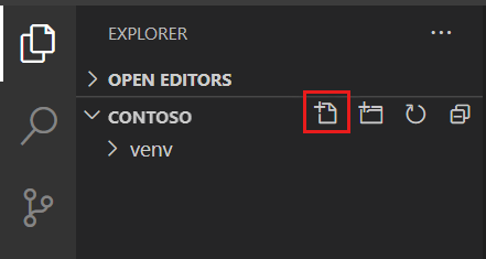 Screenshot che mostra la finestra di dialogo Nuovo file di Visual Studio Code.