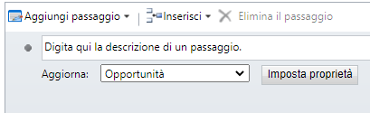 L'aggiornamento è impostato su Opportunità ed è presente un pulsante Imposta proprietà.