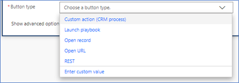 Crea scheda per assistente V2 con un tipo di pulsante Azione personalizzata (processo CRM).