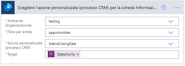 Operazione completata con Target impostato su Opportunità.