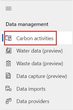 Screenshot of the carbon activities data.