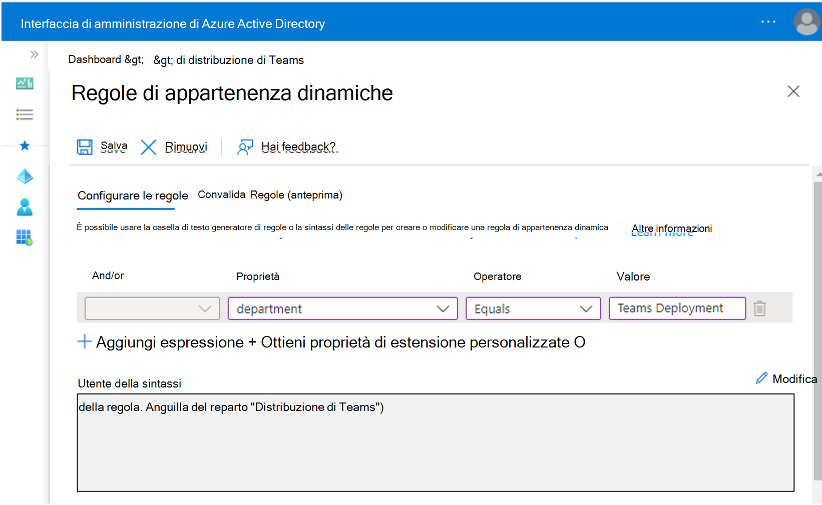 Screenshot dell'aggiunta di query dinamiche in Microsoft Entra ID.