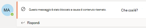 Screenshot del messaggio bloccato.