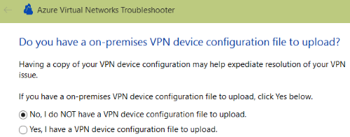 Screenshot della richiesta del file di configurazione del dispositivo locale.