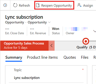 Riaprire l'opportunità di apportare modifiche a un'opportunità chiusa.