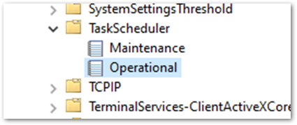 Screenshot di TaskScheduler - Log operativi.