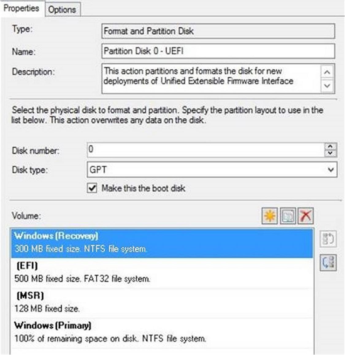 Screenshot della configurazione dell'immagine Windows in Microsoft Configuration Manager.