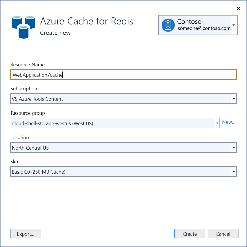 Screenshot della cache di Azure per Redis creare una nuova pagina. Crea è evidenziato.