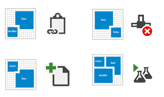 Stack di layout per icone 16x16