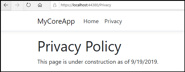 Screenshot che mostra la pagina privacy aggiornata che include le modifiche apportate.