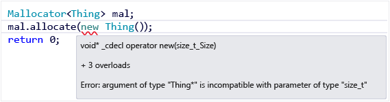 Visual C++ error squiggles