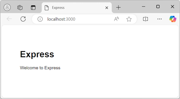 Screenshot che mostra l'app Express in esecuzione nel browser.