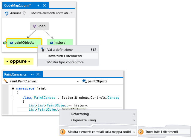 Code map - Find all references