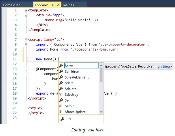 Modifica di un file con estensione vue