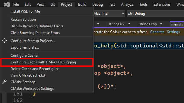 Debugger CMake