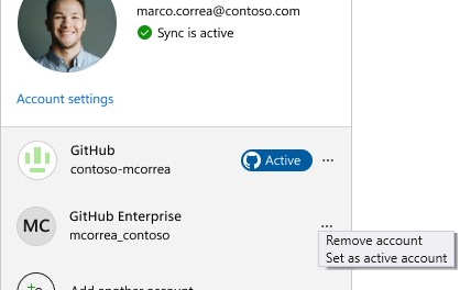 Impostare l'account GitHub attivo