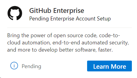 Configurazione dell'account Enterprise in sospeso di GitHub Enterprise