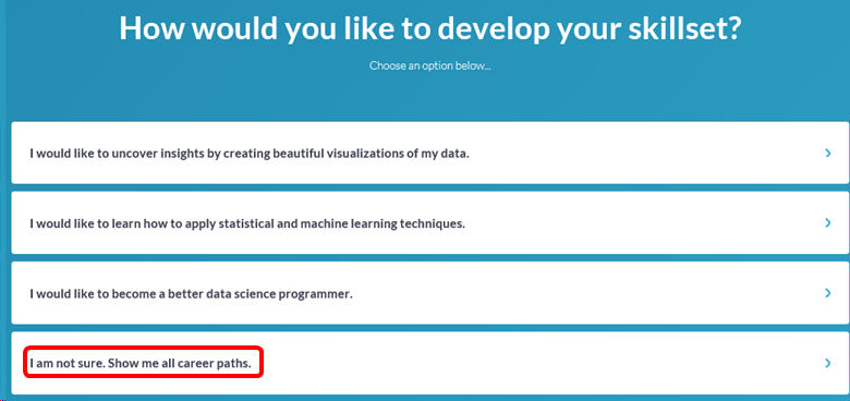 Insieme di competenze di data science di DataCamp