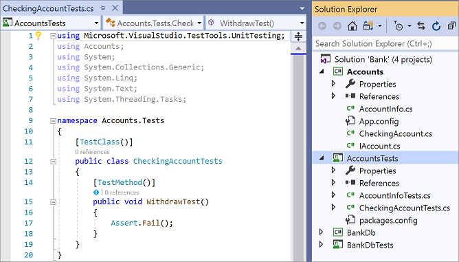 Vengono creati gli unit test