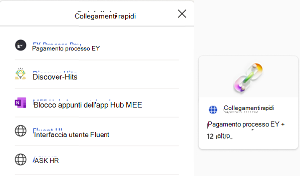 Screenshot della scheda Collegamenti rapidi in azione.