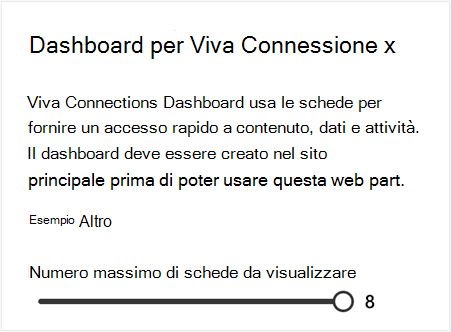 Schermata con l'opzione in base alla quale è possibile definire il conteggio delle schede da visualizzare.