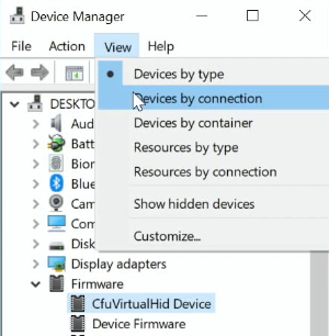 CfuVirtualHid visualizza i dispositivi in base alla connessione.