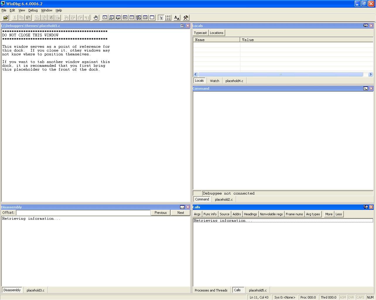 Screenshot del tema Srcdisassembly.reg in Strumenti di debug per Windows.