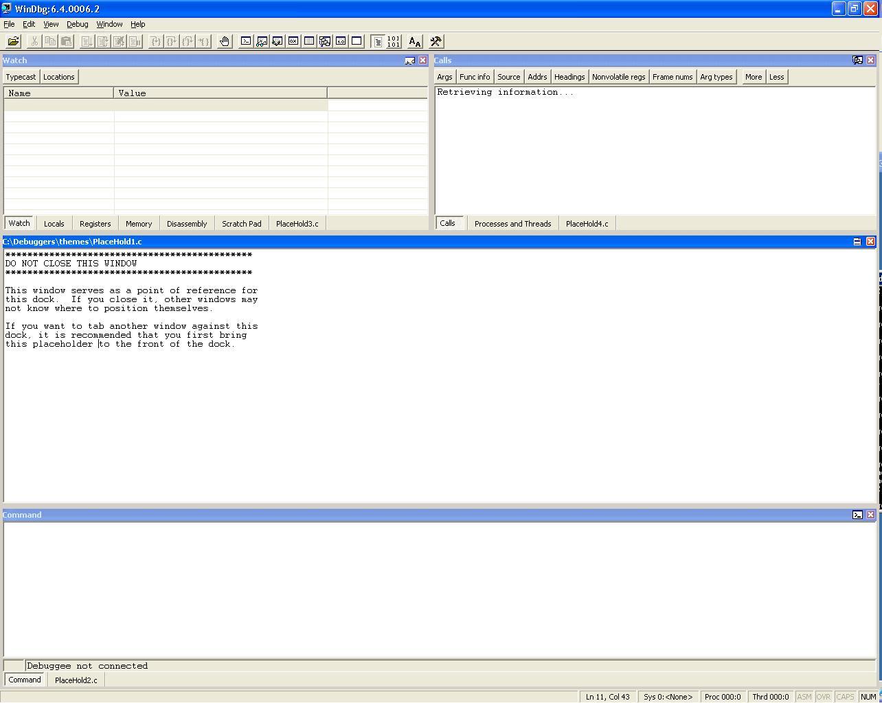 Screenshot del tema Standardvs.reg in Strumenti di debug per Windows.