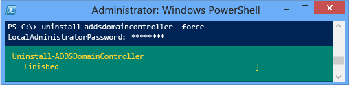 Esempio di forza PowerShell Uninstall-ADDSDomainController