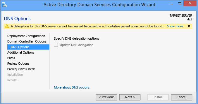 Screenshot che mostra dove è possibile specificare l'opzione di delega DNS.