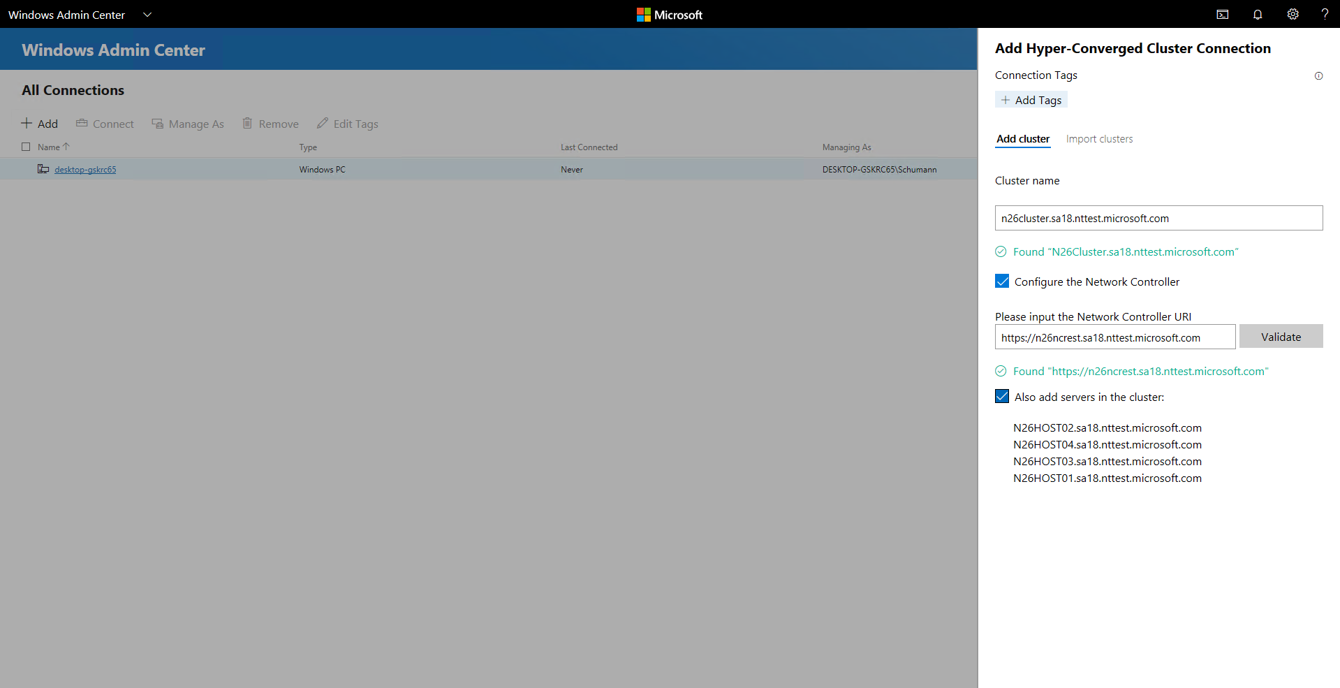 Aggiungere una connessione cluster iperconvergente abilitata per SDN