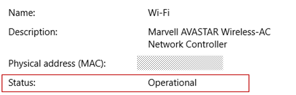 Configurazione di rete operativa