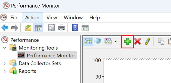 Screenshot che mostra come aggiungere il contatore delle prestazioni Ritardo input utente.