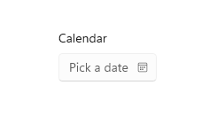 Screenshot di una selezione data calendario popolata con un'etichetta che indica Calendario.