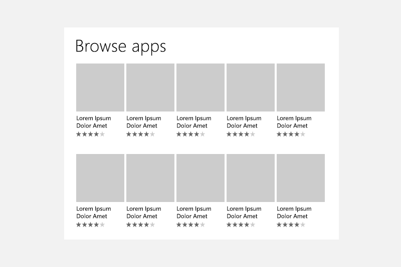 Esempio di layout di visualizzazione griglia