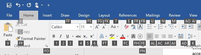 Tasti di scelta secondari in Microsoft Word