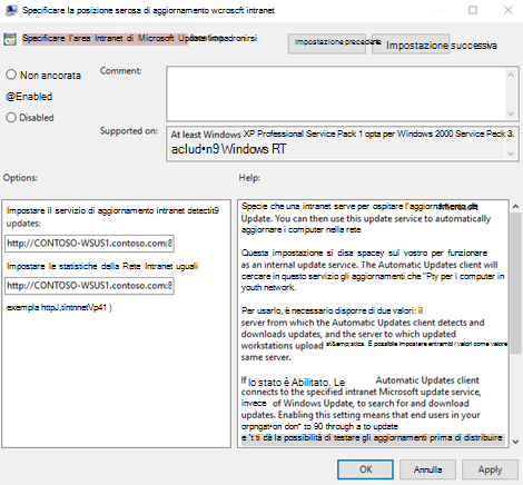 Impostare il server statistiche Intranet nell'interfaccia utente.