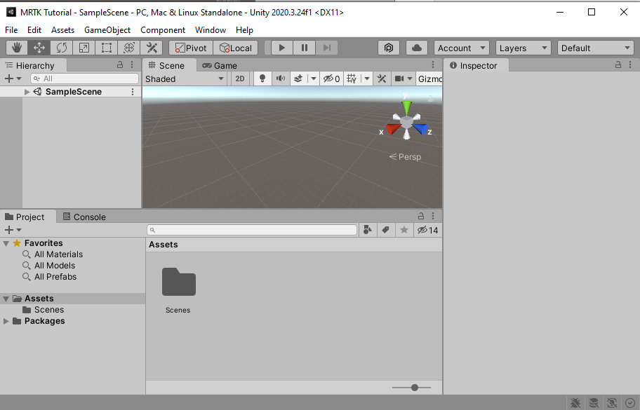 Screenshot del progetto aperto in Unity.