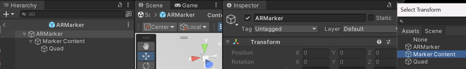 Aggiungere gameobject 3D al prefab ARMarker