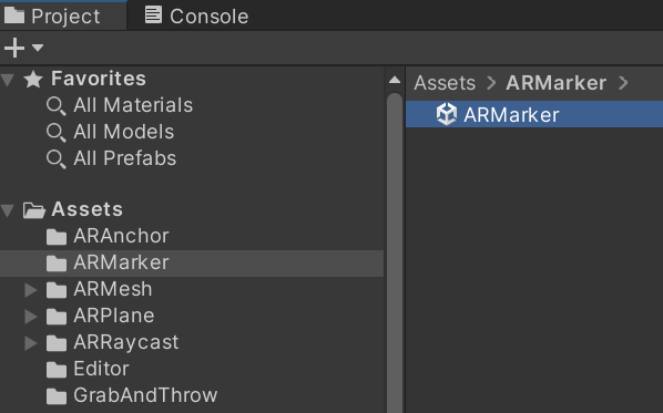 Posizione asset scena ARMarker