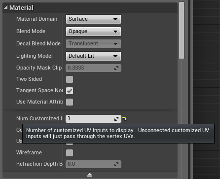 Impostazioni del materiale in Unreal