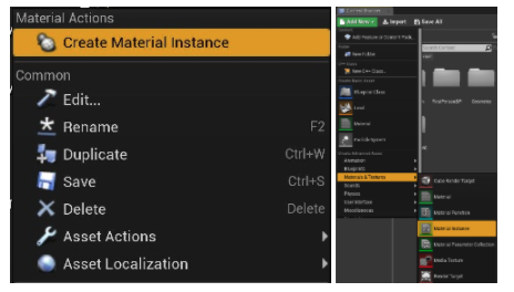 Creazione di istanze materiali in Unreal