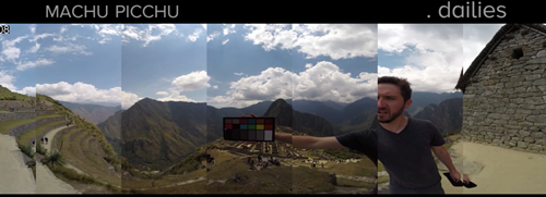 Un taglio approssimativo di Machu Picchu che mostra la scheda di correzione del colore.