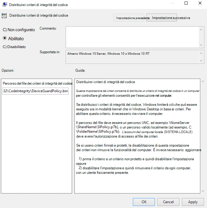 Criteri di gruppo denominata Deploy App Control for Business(Distribuisci controllo app per le aziende).