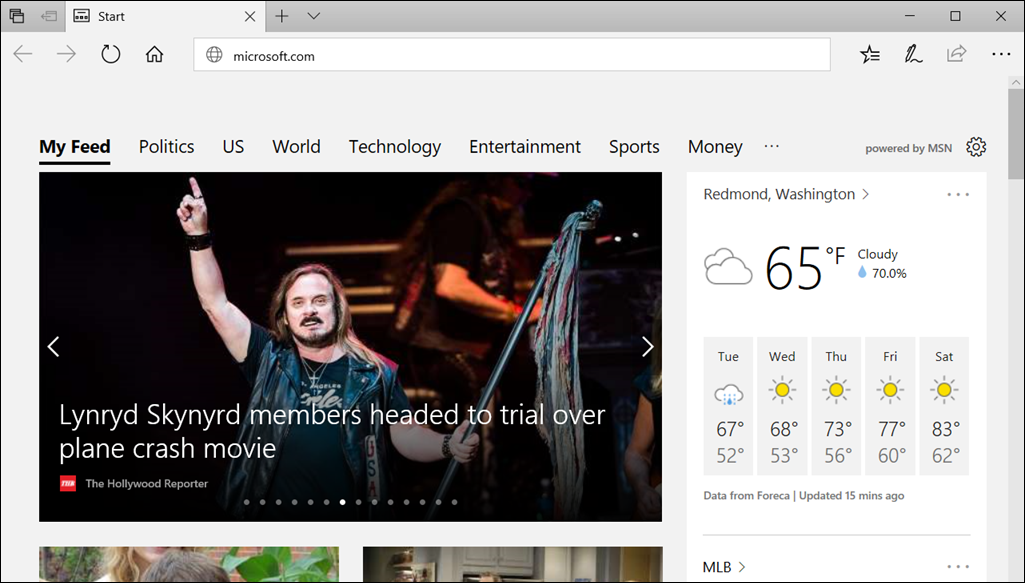 Sito Web attendibile in esecuzione in Microsoft Edge.