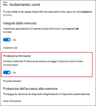 Sicurezza di Windows impostazioni.