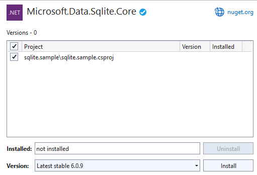 Pacchetto SQLite.core